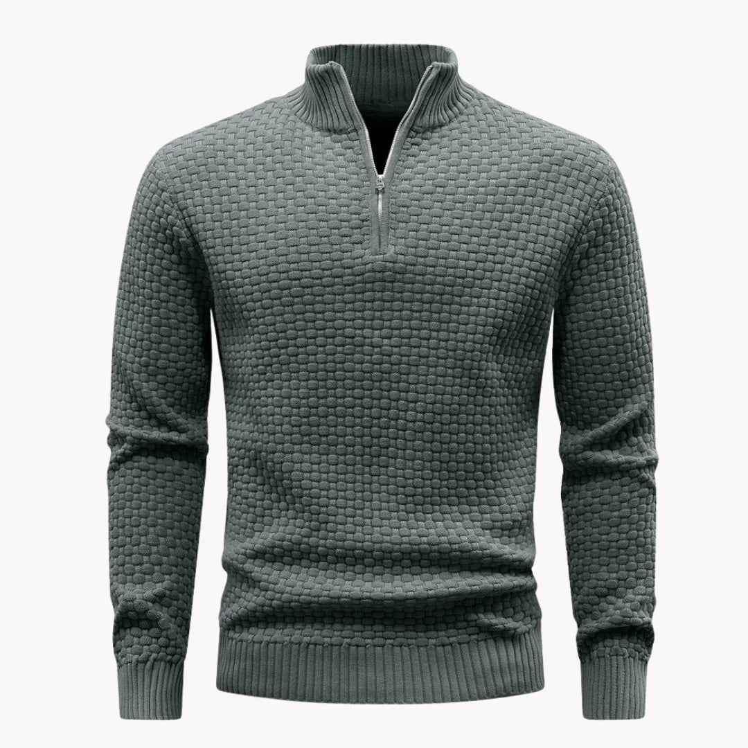 Sébastien - Pull Élégant Col Montant Texturé
