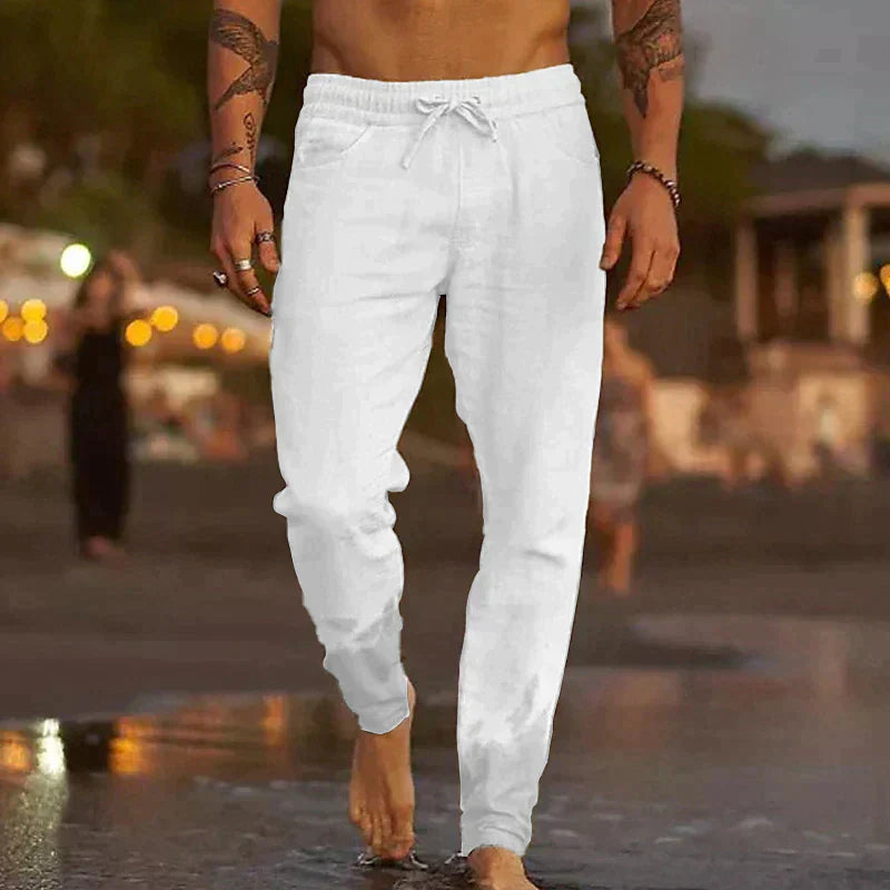 Hugo - Pantalon en Lin d'Été Léger Homme