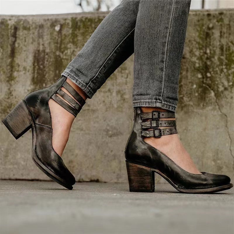 Michèle | Bottines Élégantes Cuir à Talon
