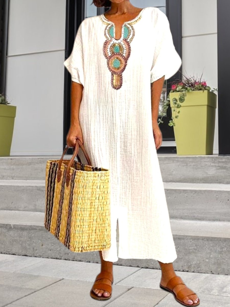 Zara - Robe bohème à motifs brodés femme