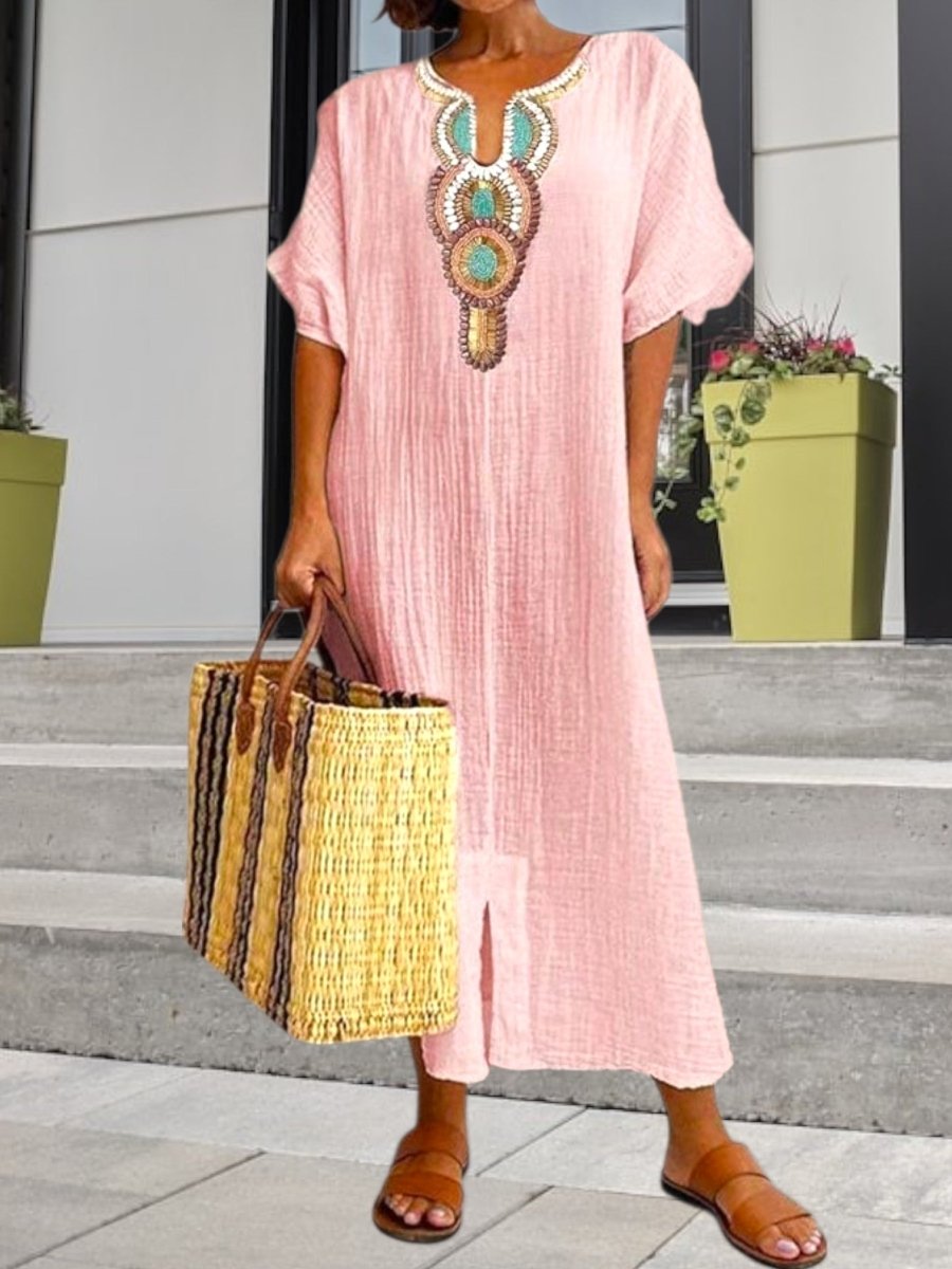 Zara - Robe bohème à motifs brodés femme