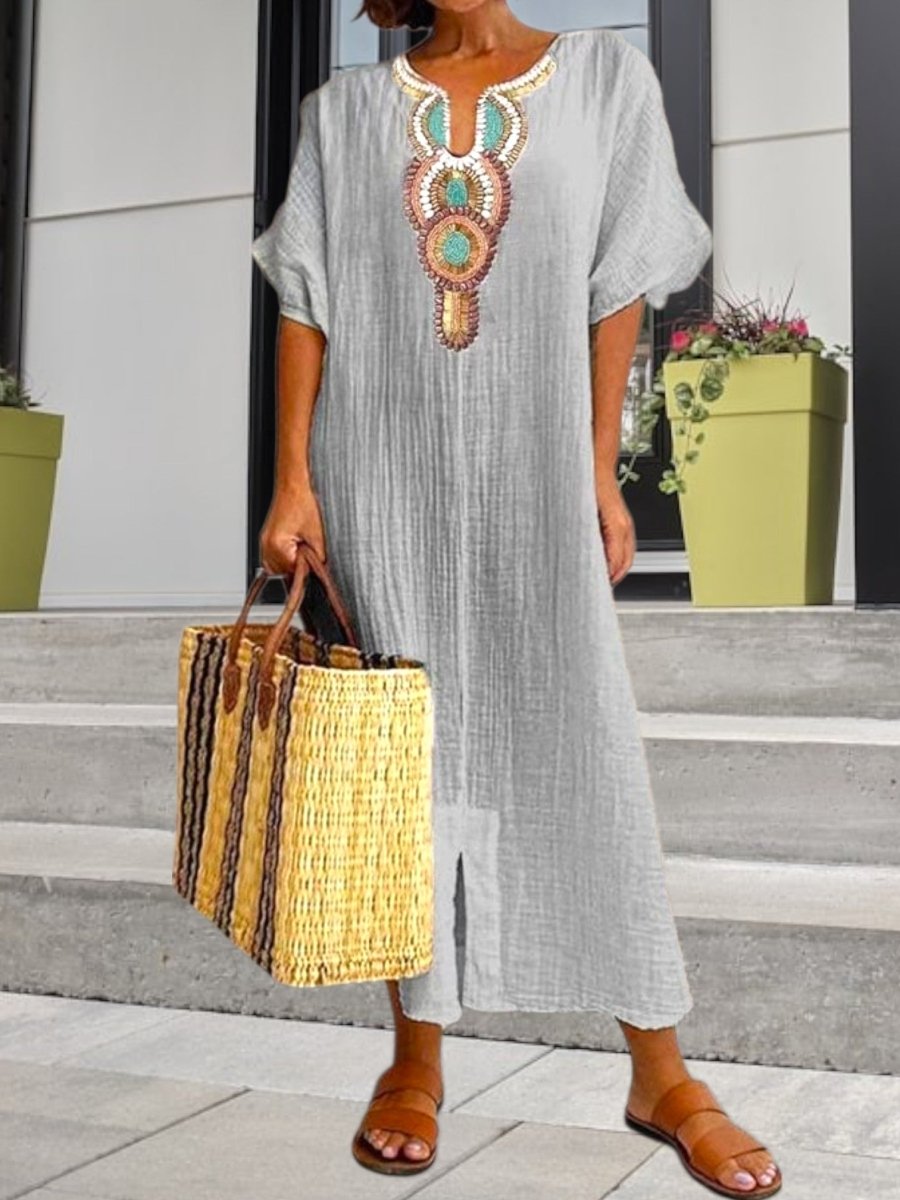 Zara - Robe bohème à motifs brodés femme