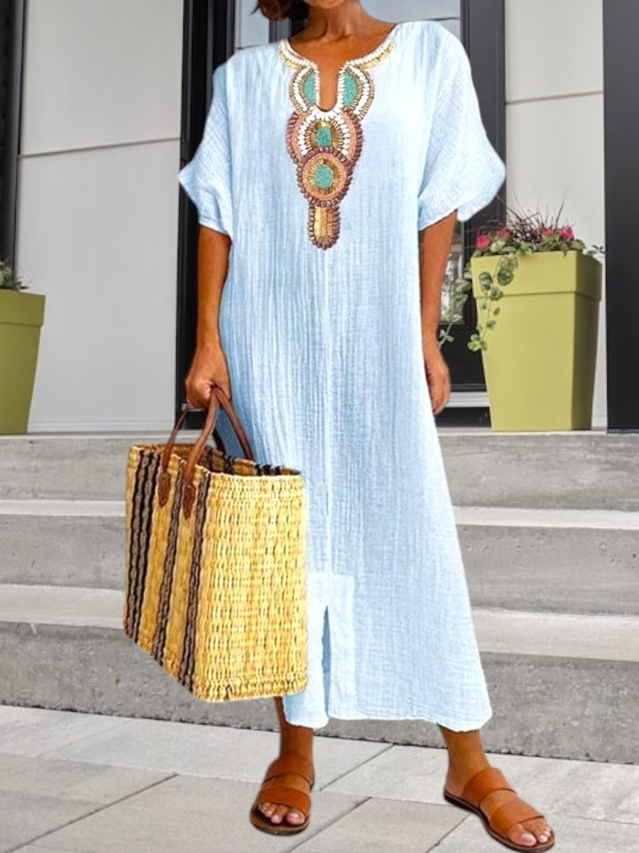 Zara - Robe bohème à motifs brodés femme