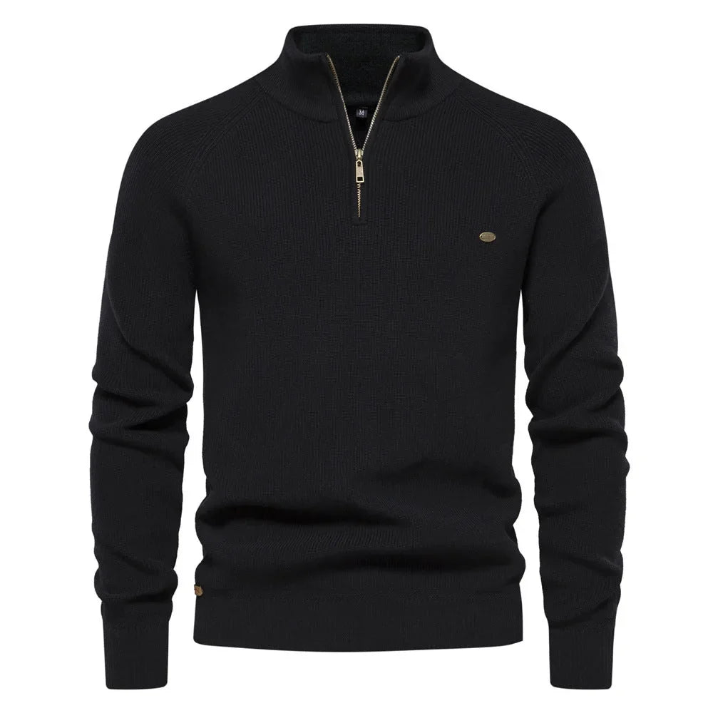 Julien - Pull Élégant Col Montant Zippé