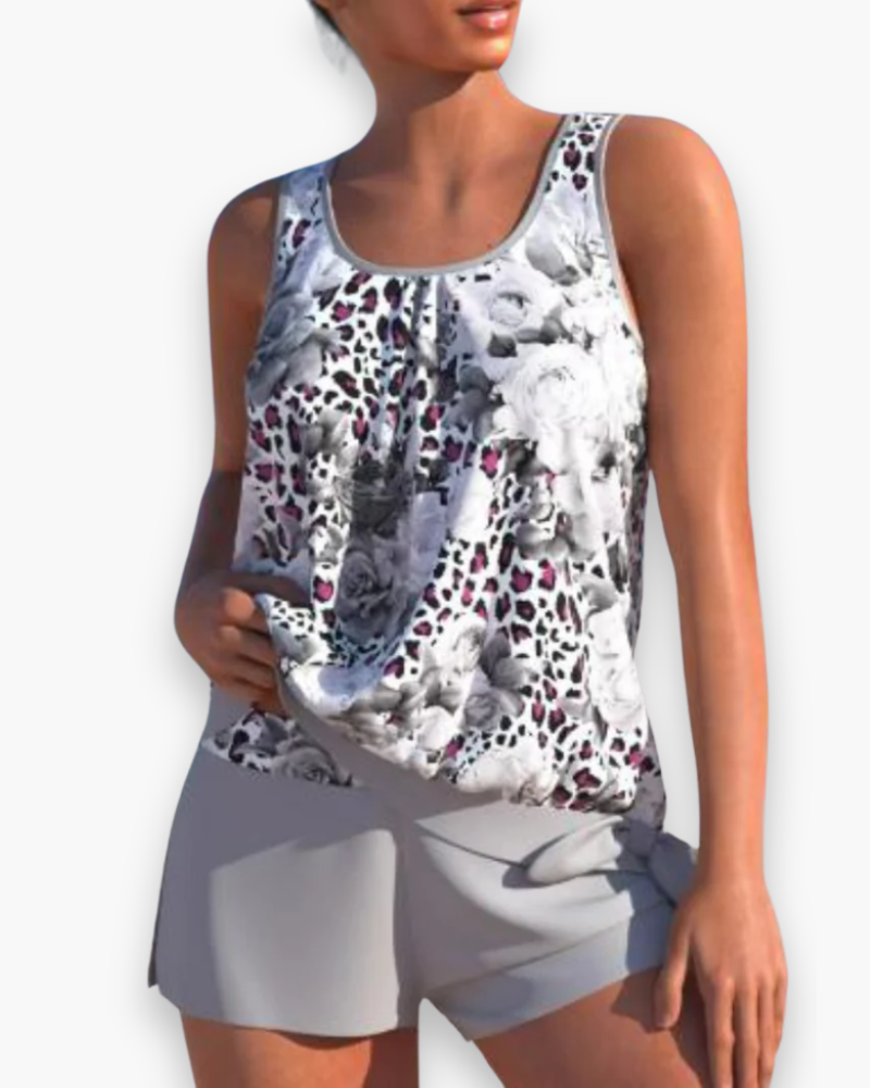 Mesdames Floral Tankini Set | Two -Tone Summery 2