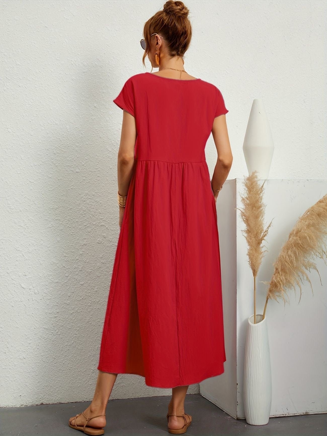 Julie - Robe Longue Femme Élégante à Manches Courtes