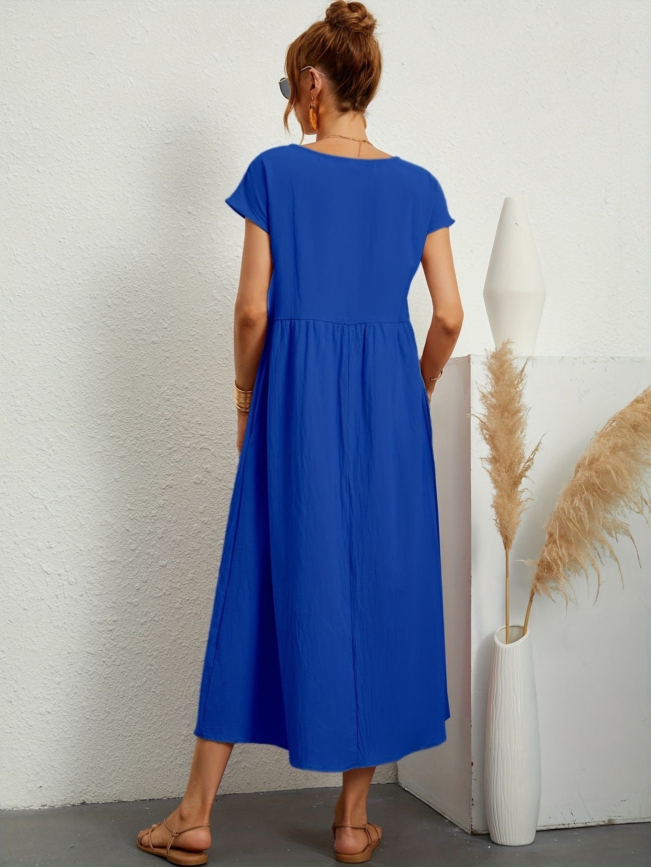 Julie - Robe Longue Femme Élégante à Manches Courtes