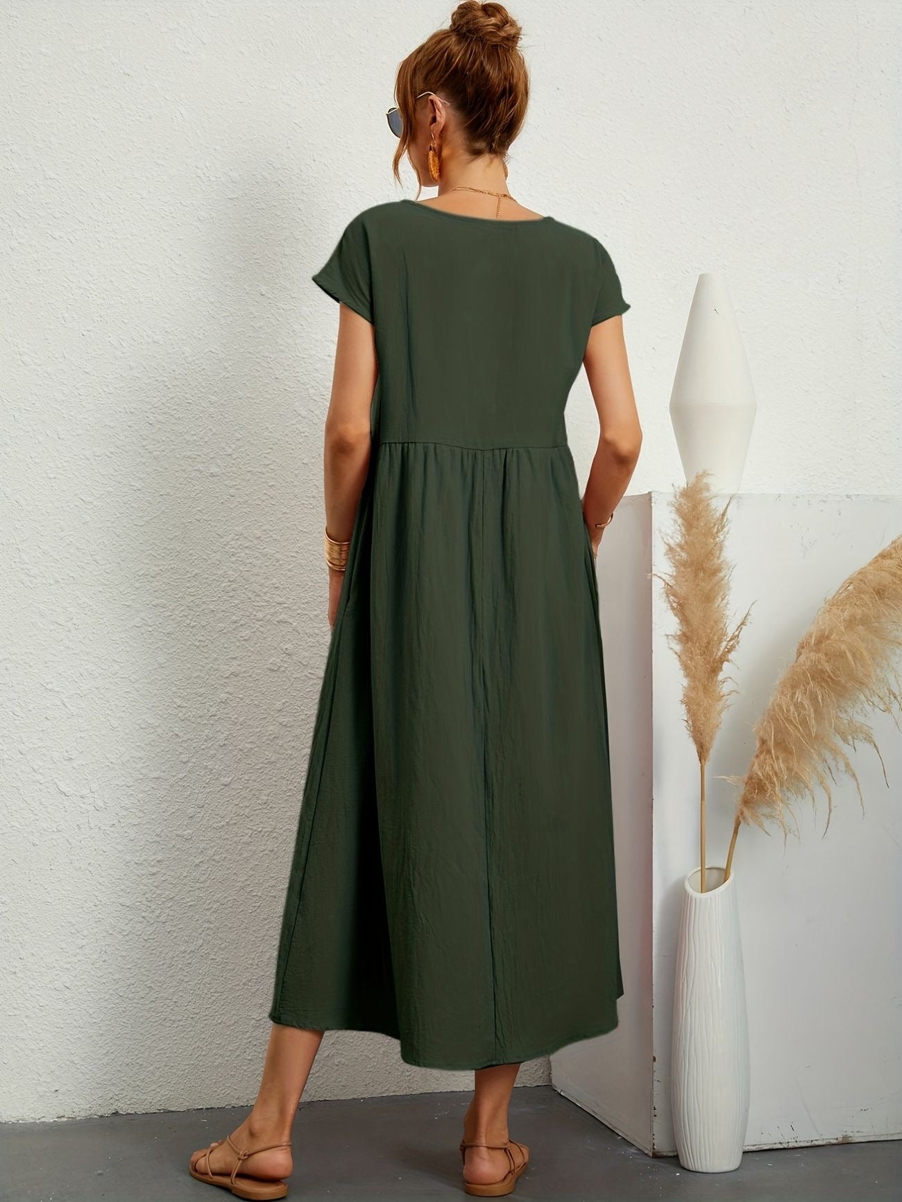 Julie - Robe Longue Femme Élégante à Manches Courtes