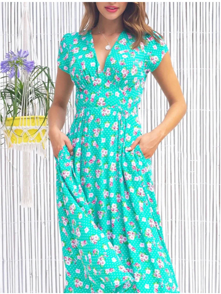Vanessa - Robe Midi Fleurie Chic Femme