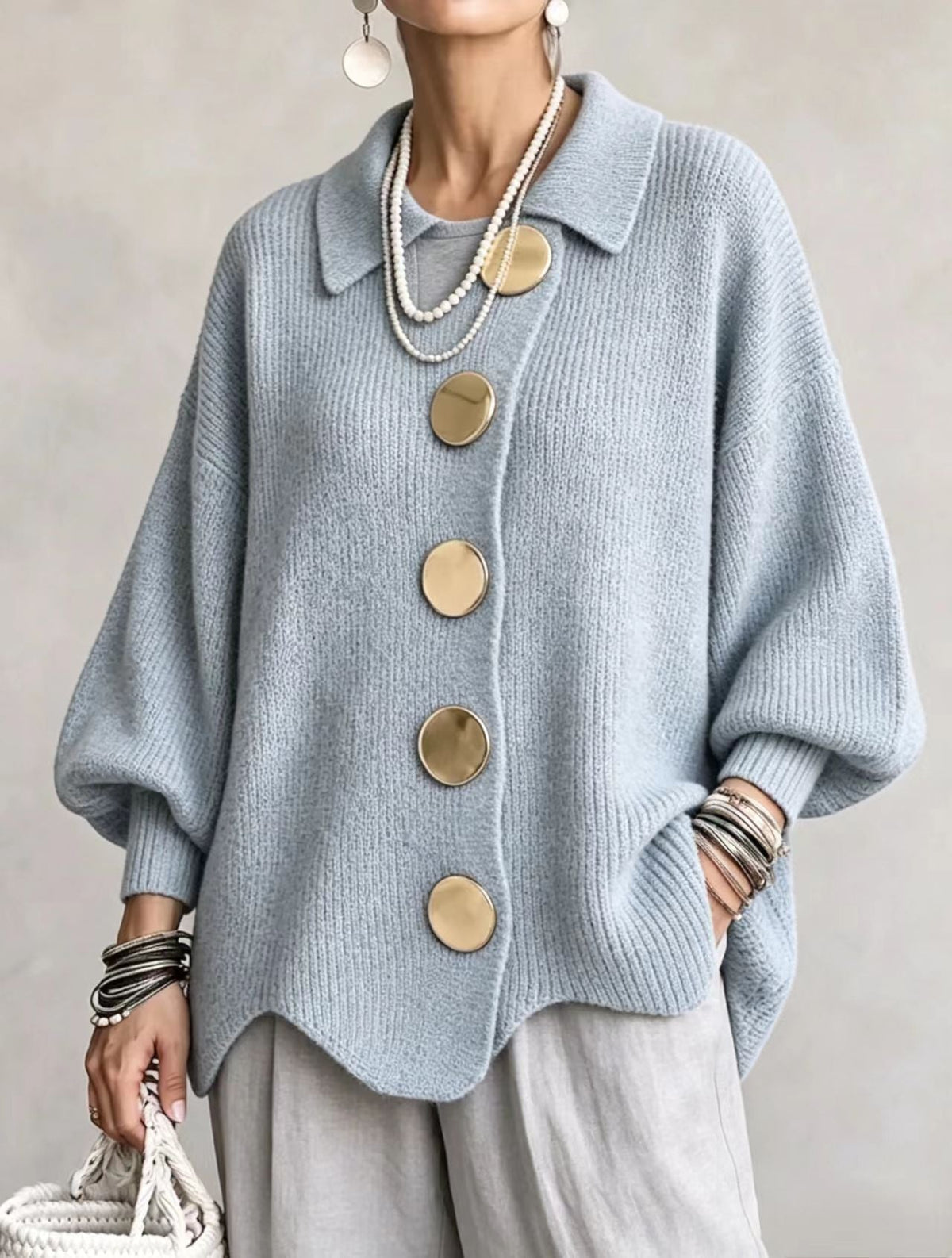 Caroline - Cardigan Élégant Oversize Gros Boutons