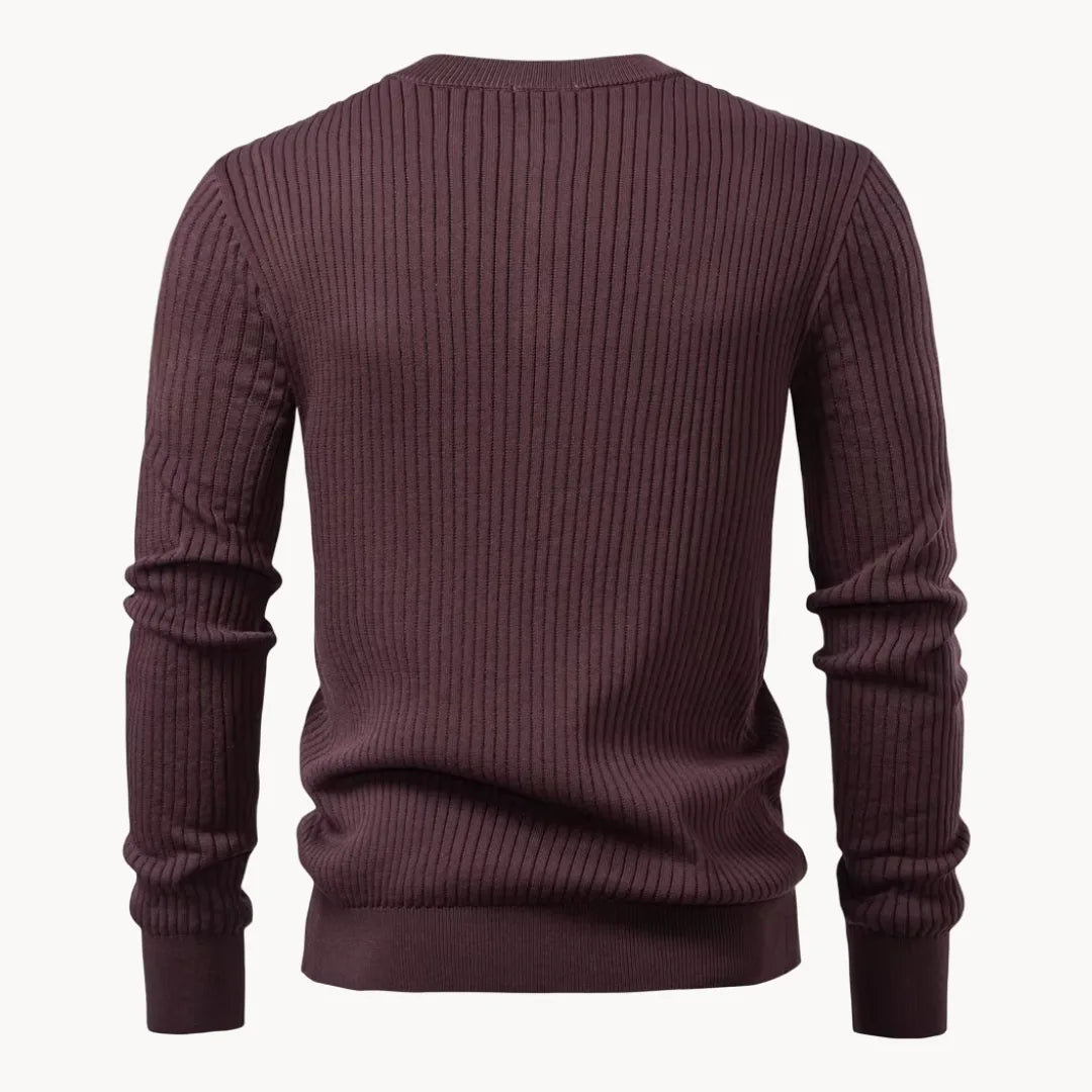 Marc - Pull Élégant Côtelé Col Boutonné