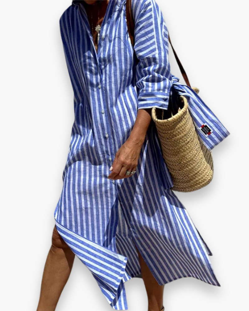 Robe chemise à rayures femme | Maxi élégante 1