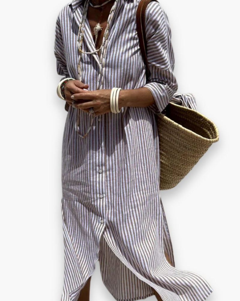 Robe chemise à rayures femme | Maxi élégante 4