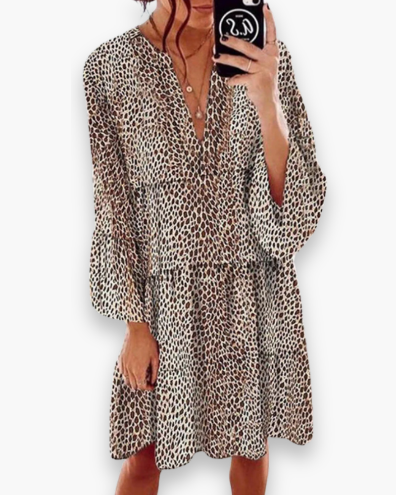 Robe des femmes avec motif léopard | Élégant et genou 0