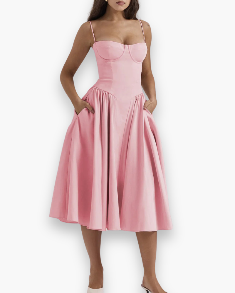 Robe midi vintage confortable des femmes | Robes d'été 10