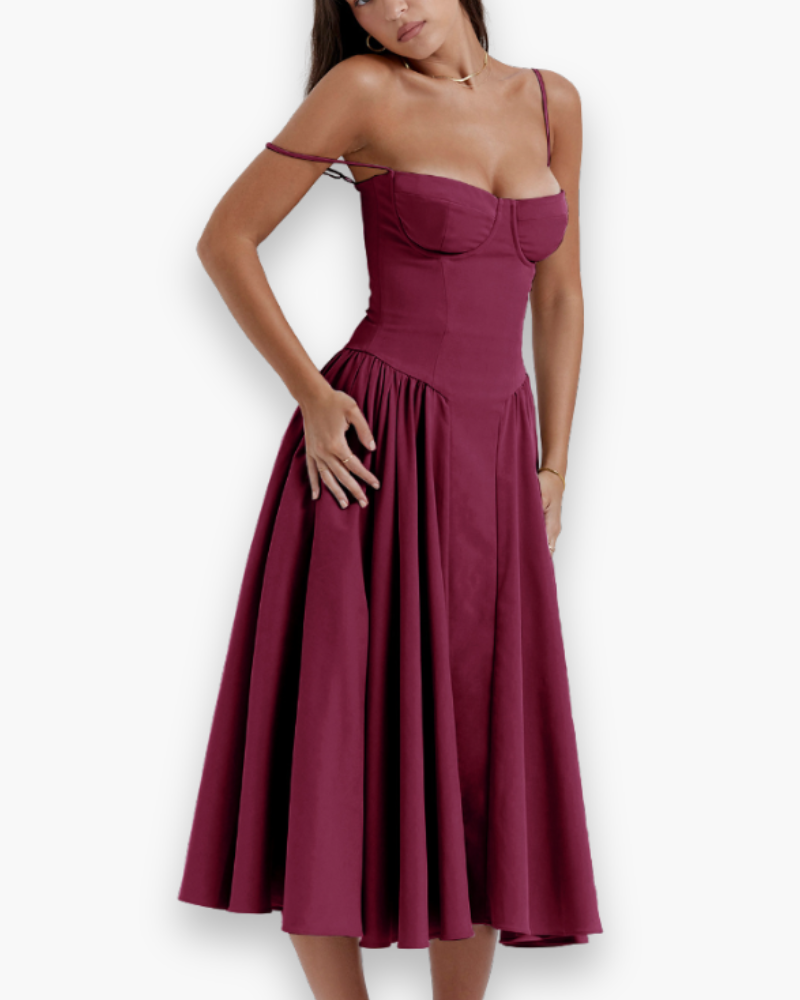 Robe midi vintage confortable des femmes | Robes d'été 12