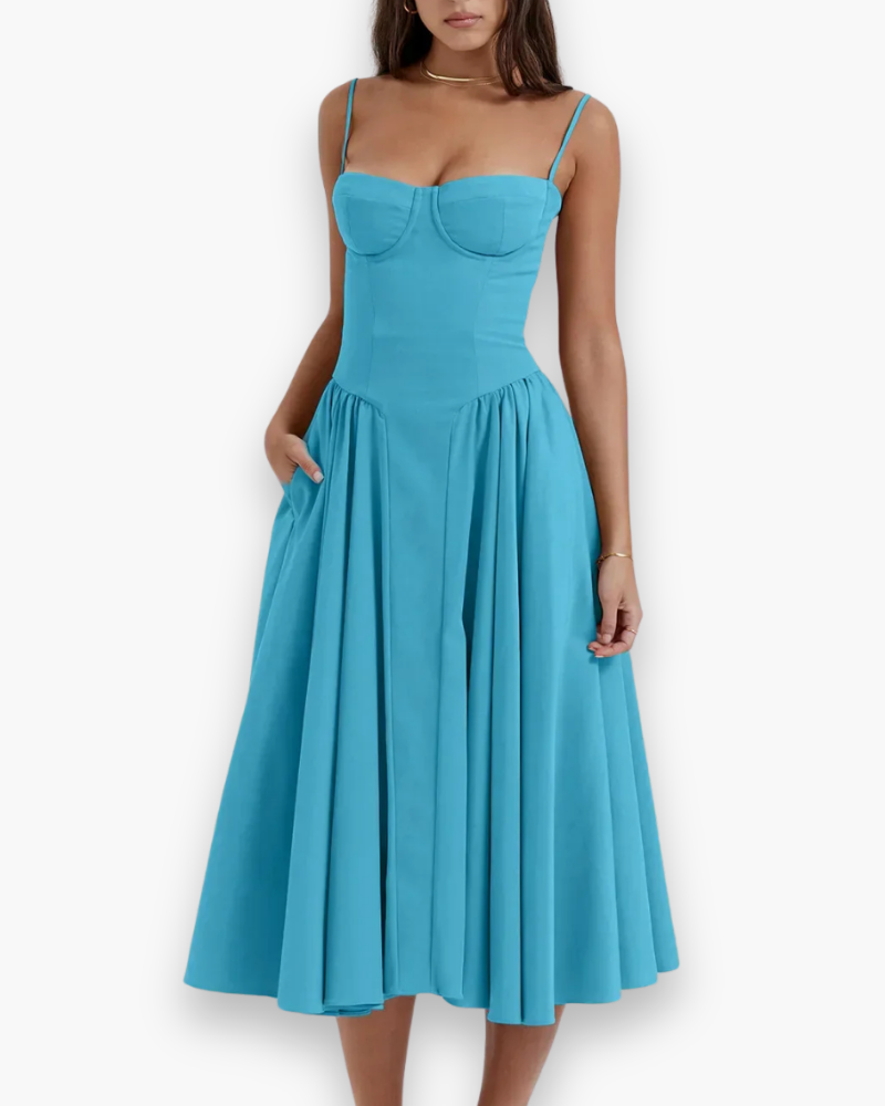 Robe midi vintage confortable des femmes | Robes d'été 4