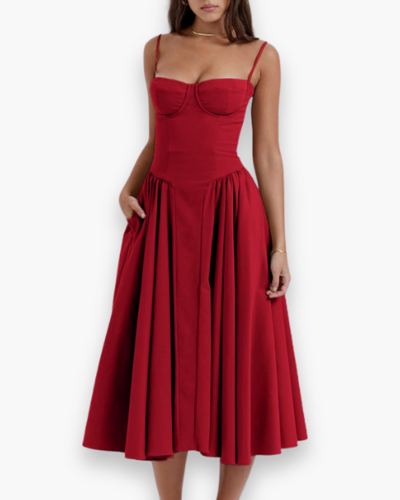 Robe midi vintage confortable des femmes | Robes d'été 9