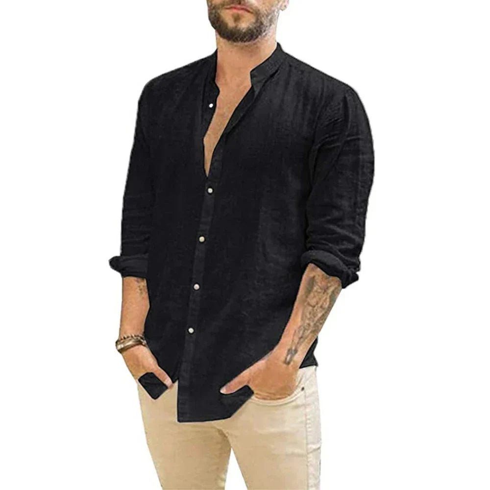 Jules - Chemise Homme Chic en Lin à Manches Longues