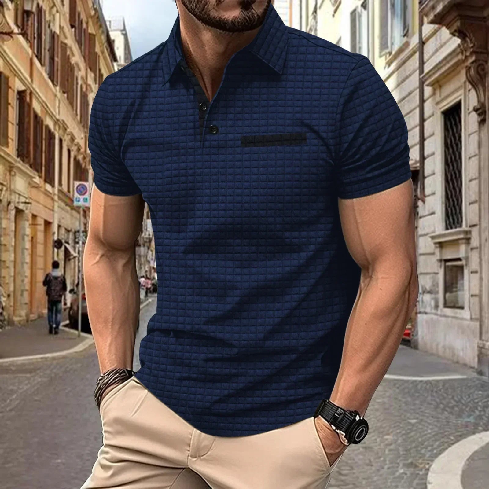 Olivier - Polo Homme Texturé Manches Courtes