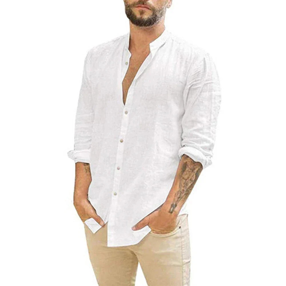 Jules - Chemise Homme Chic en Lin à Manches Longues
