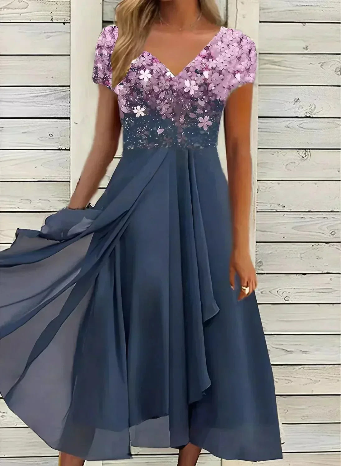Audrey - Robe Soirée Longue Florale Élégante Femme
