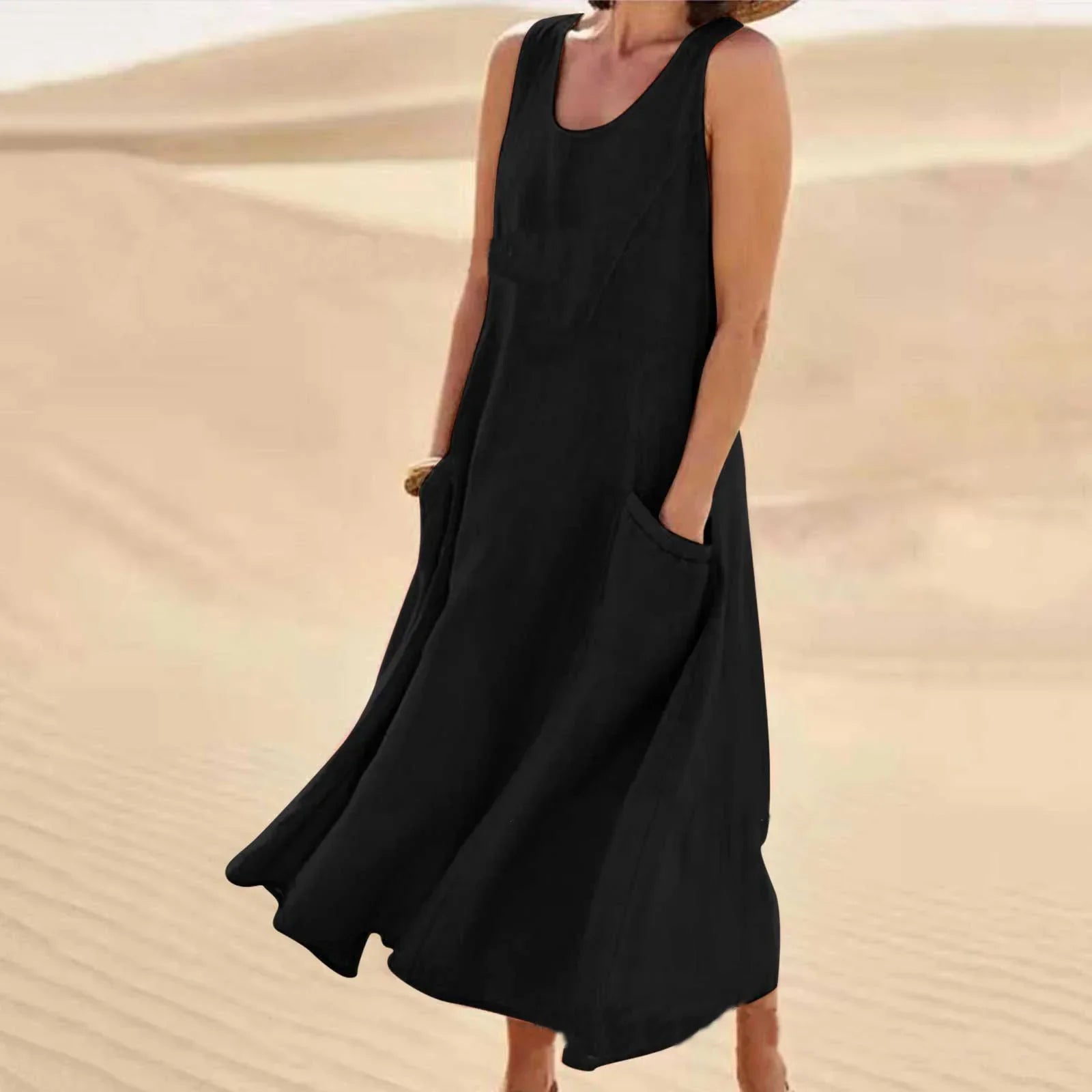 Séverine - Robe Lin Sans Manches Longue Femme