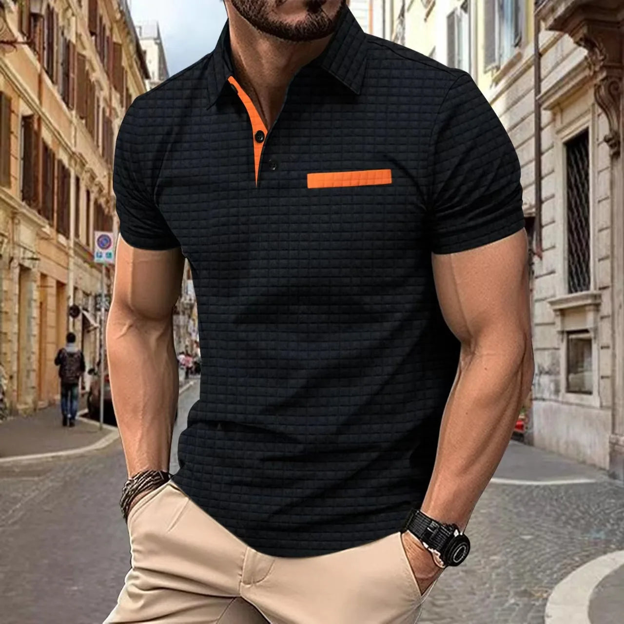 Olivier - Polo Homme Texturé Manches Courtes