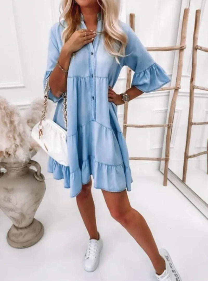 Marine - Robe Denim Chic D'Été