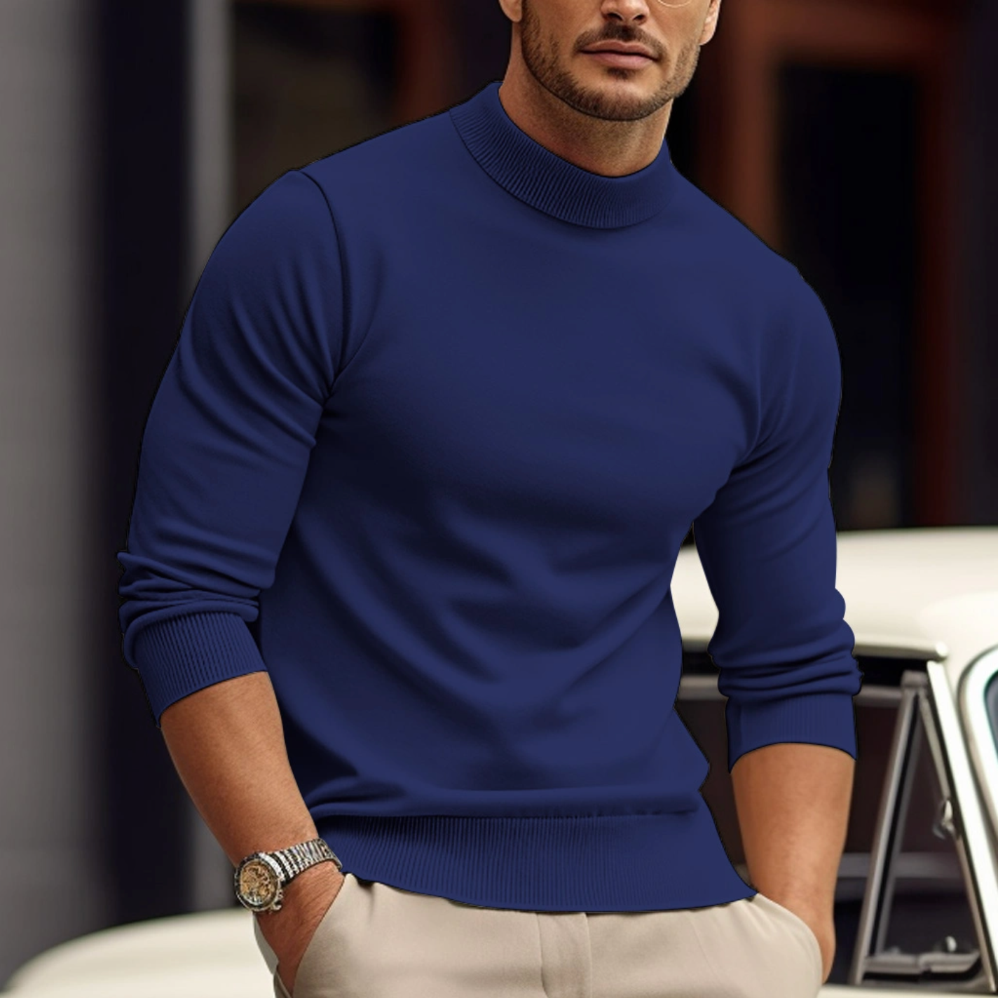 Léon - Pull Décontracté Élégant Quotidien Chic Homme