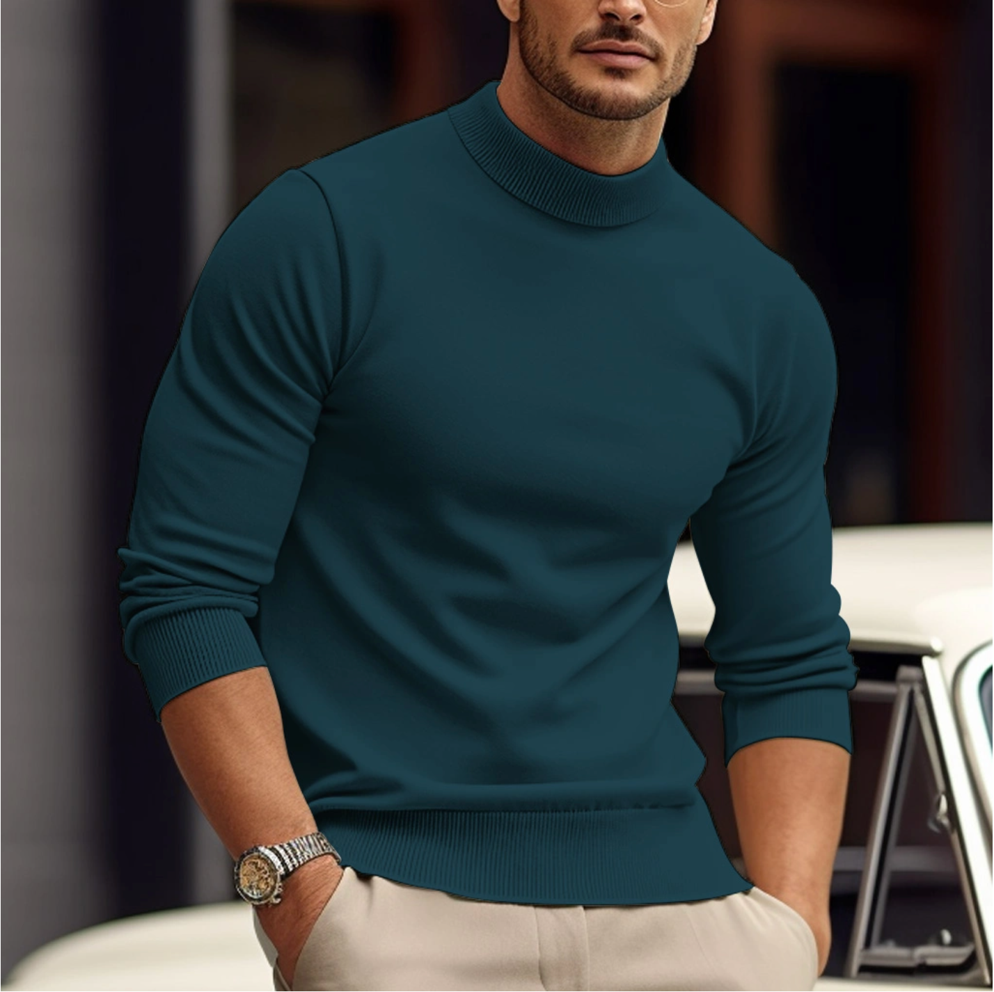 Léon - Pull Décontracté Élégant Quotidien Chic Homme