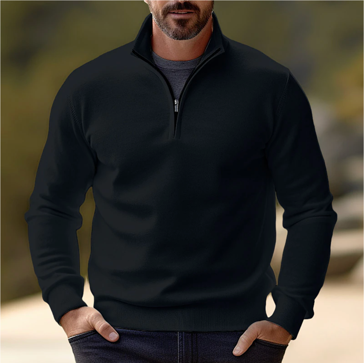 Léon - Pull Demi-Zip Élégant Moderne Raffiné Homme