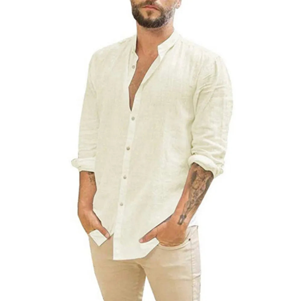 Jules - Chemise Homme Chic en Lin à Manches Longues