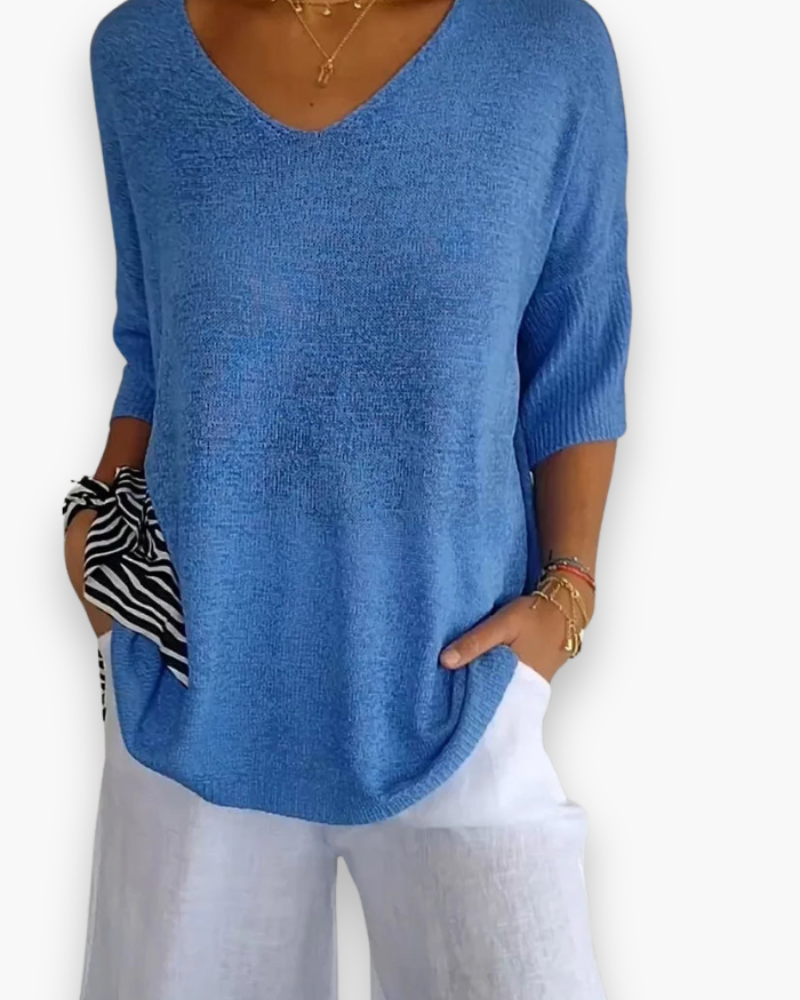 Top en tricot à col en V confortable des femmes | Polyvalent 1