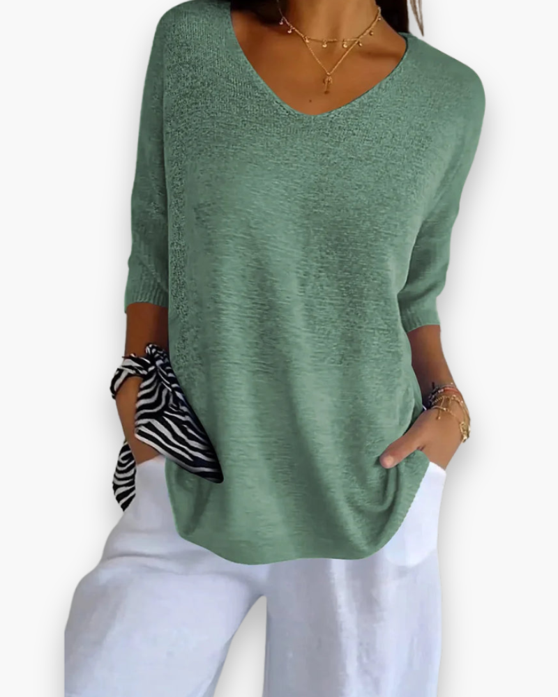 Top en tricot à col en V confortable des femmes | Polyvalent 2