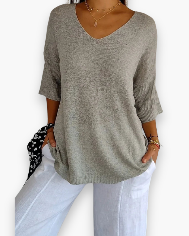 Top en tricot à col en V confortable des femmes | Polyvalent 3