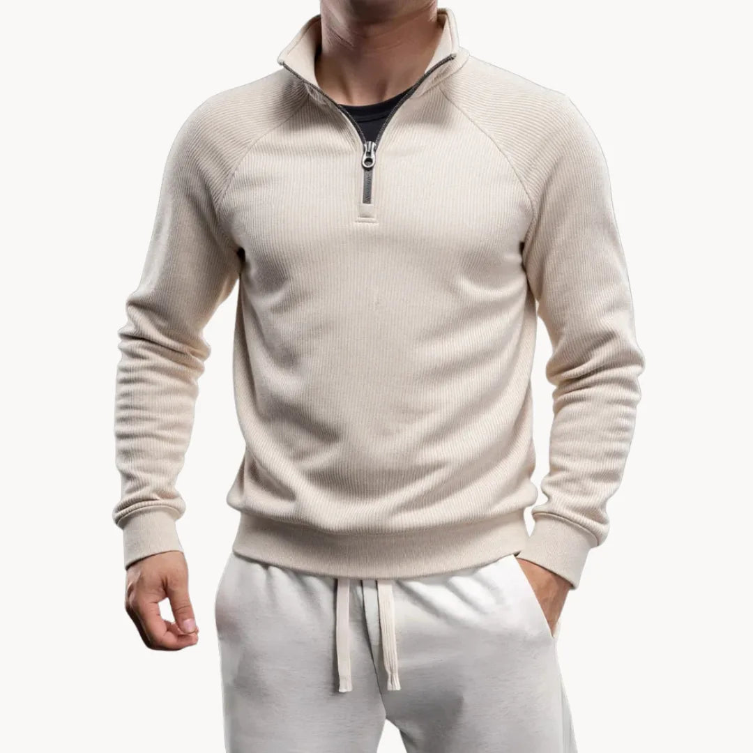 Christophe - Pull Intemporel Zippé Col Montant