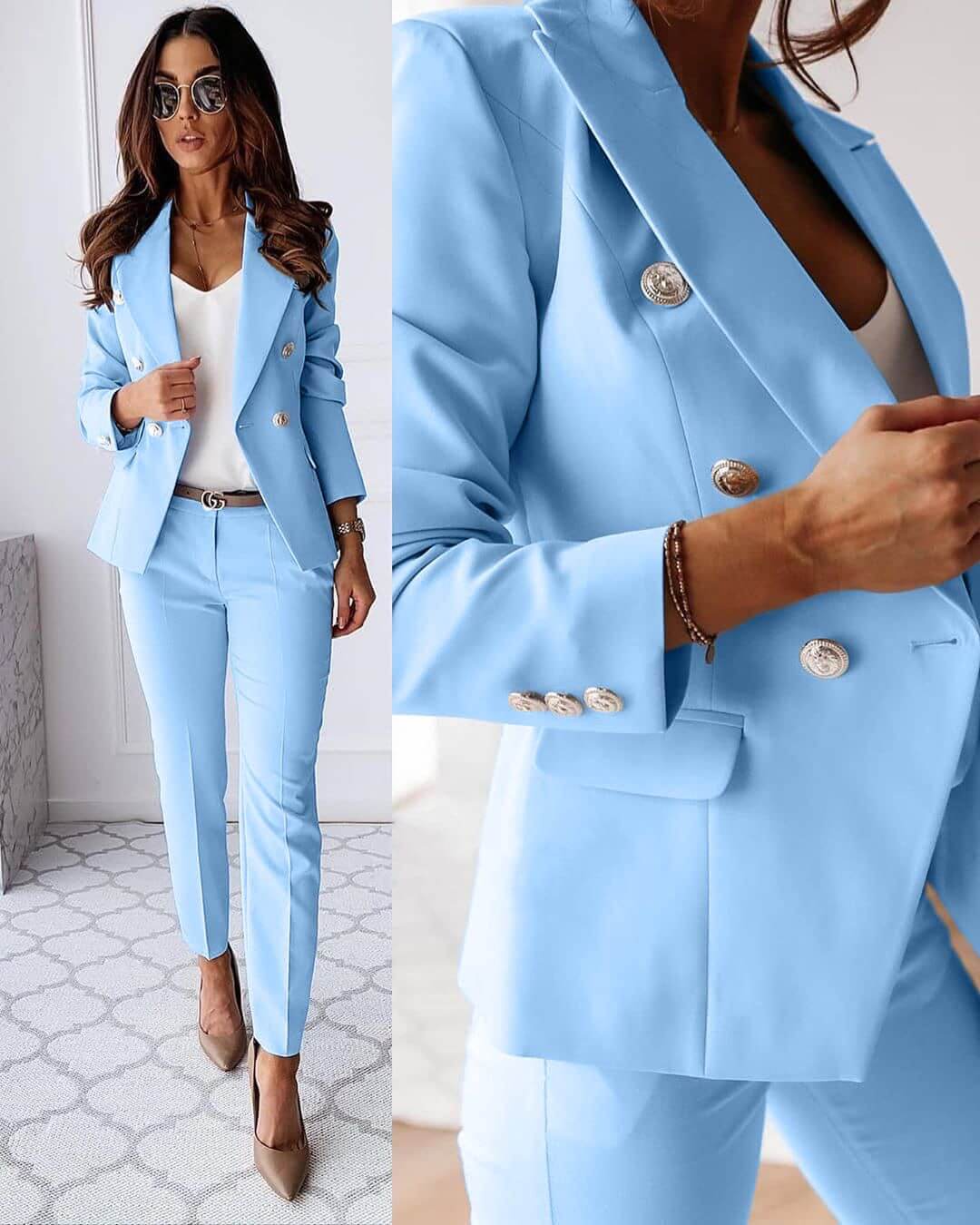 Camille | Ensemble Chic Blazer Croisé et Pantalon