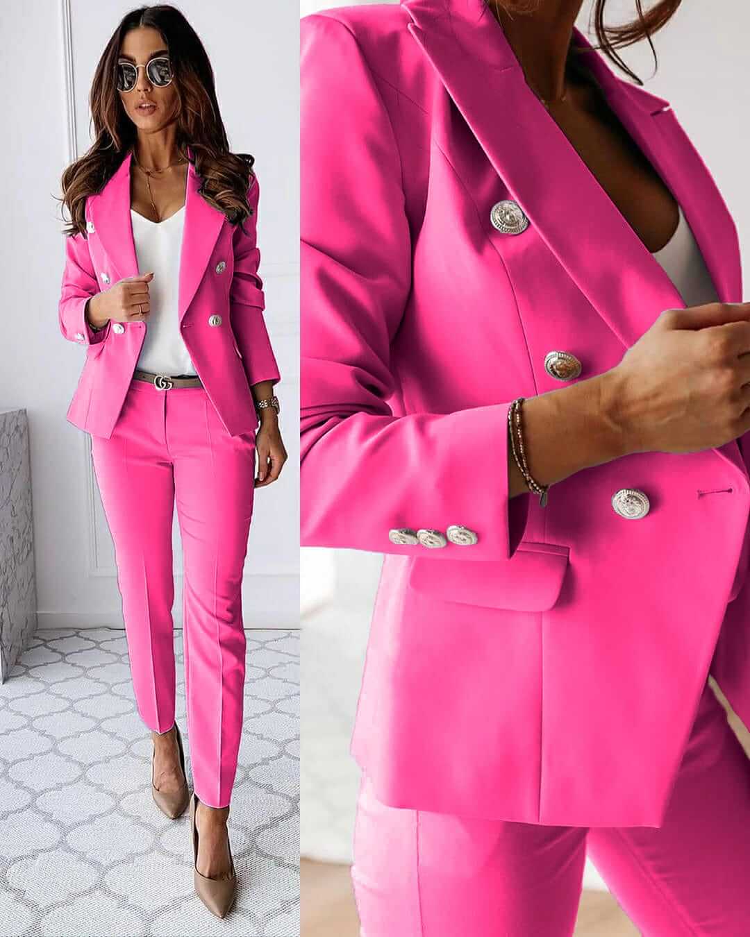 Camille | Ensemble Chic Blazer Croisé et Pantalon