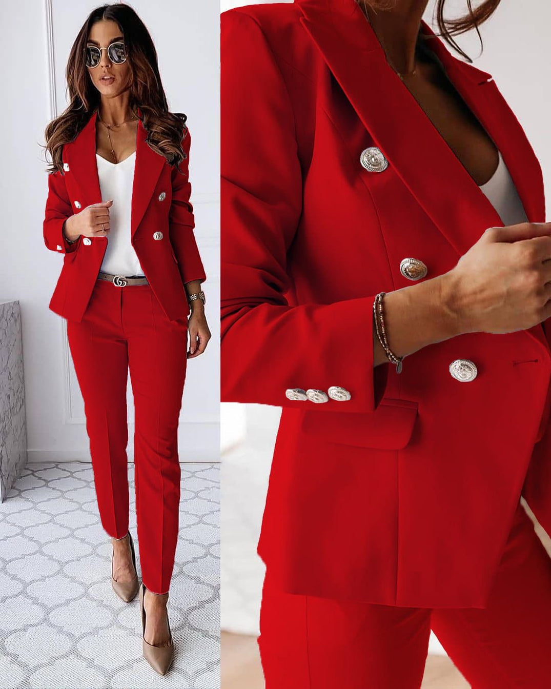 Camille | Ensemble Chic Blazer Croisé et Pantalon