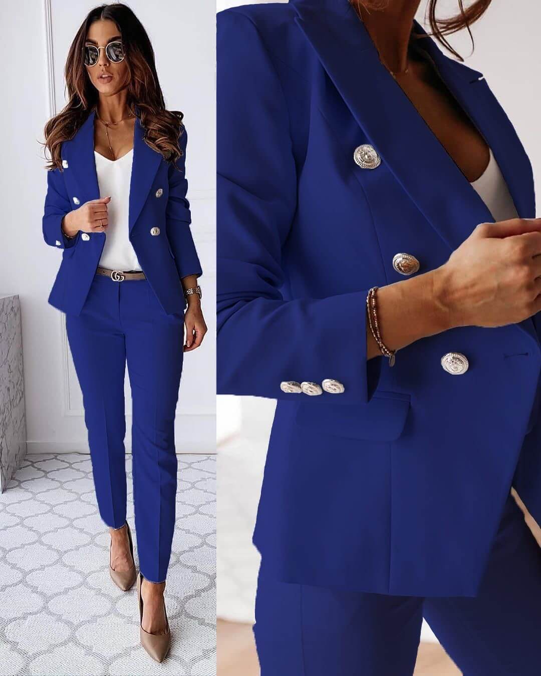 Camille | Ensemble Chic Blazer Croisé et Pantalon