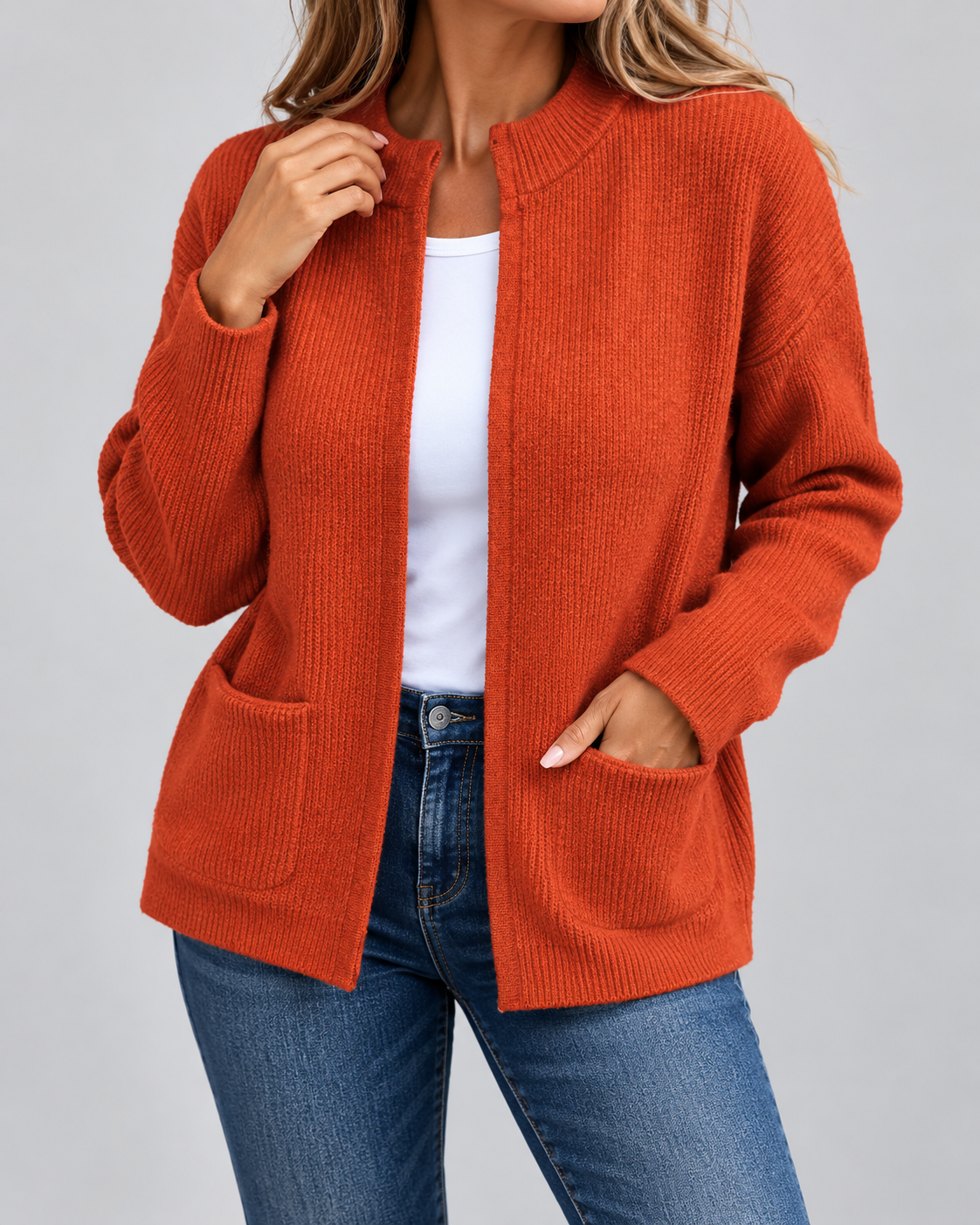 Isabelle - Cardigan Élégant Zippé à Poches
