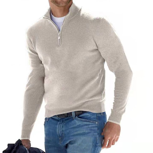 Julien - Pull Élégant Col Montant Zippé