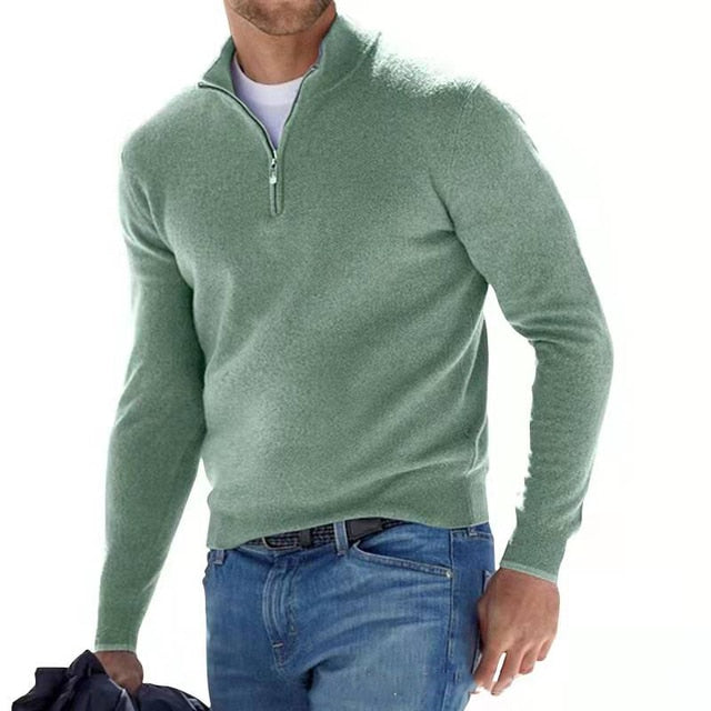 Julien - Pull Élégant Col Montant Zippé