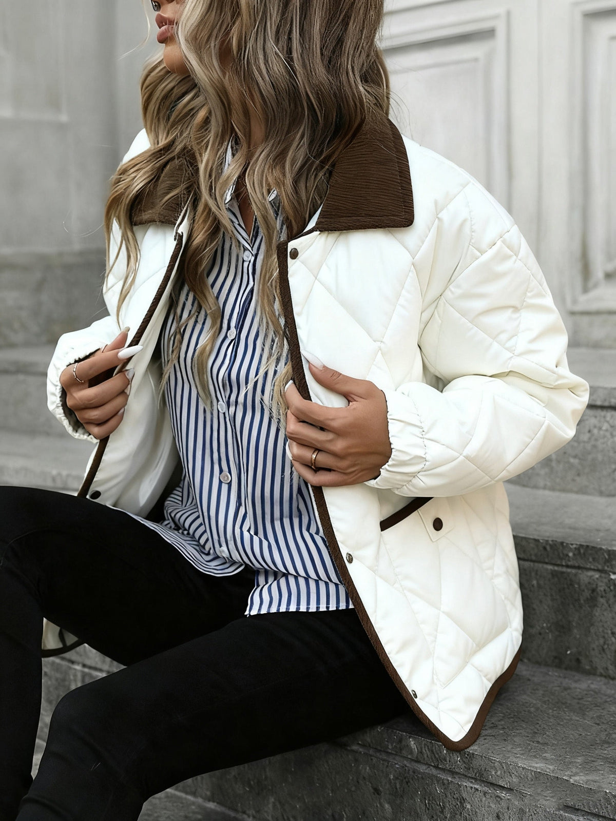 Nathalie - Doudoune Chic Matelassée Col Montant
