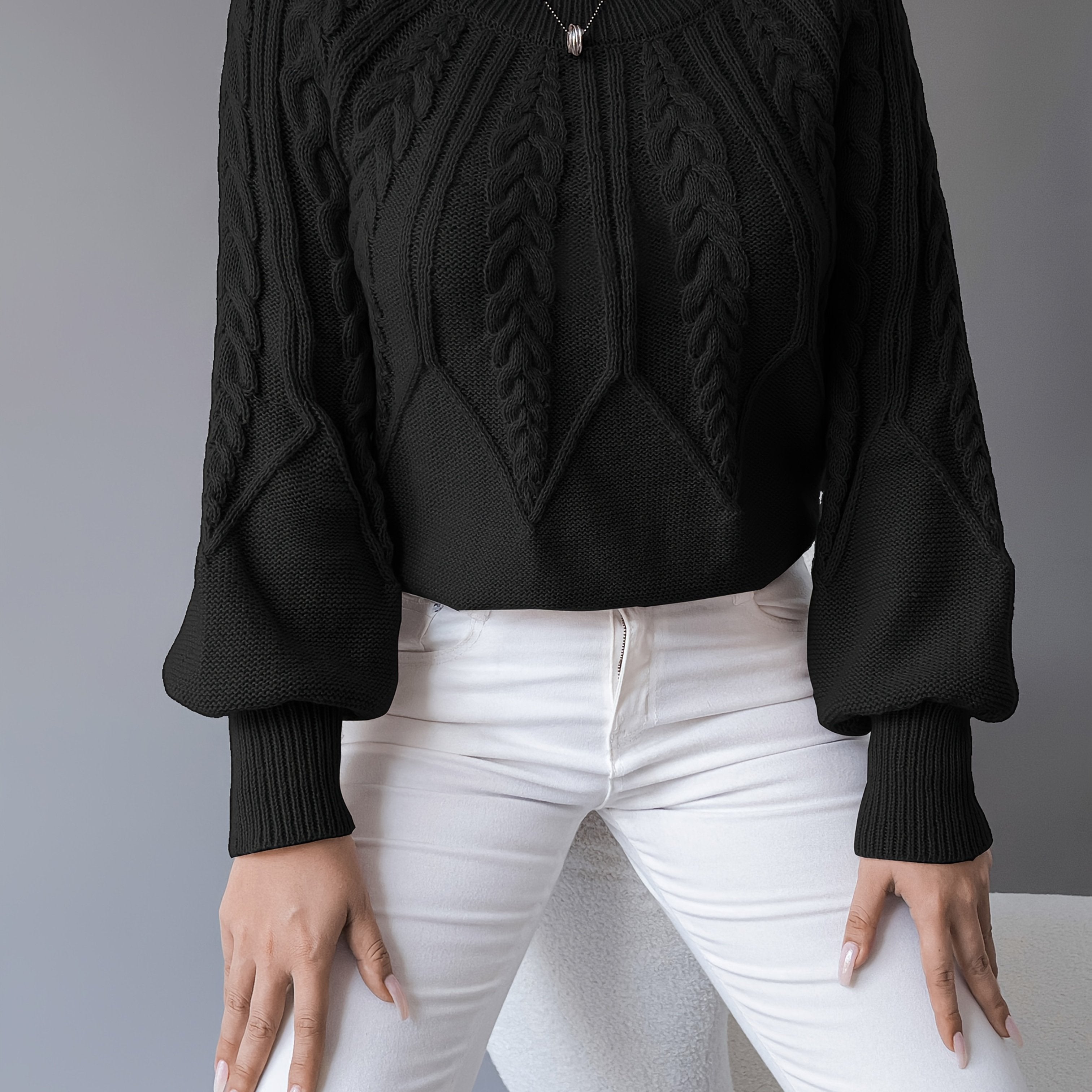 Nathalie - Pull Élégant Torsadé Manches Bouffantes