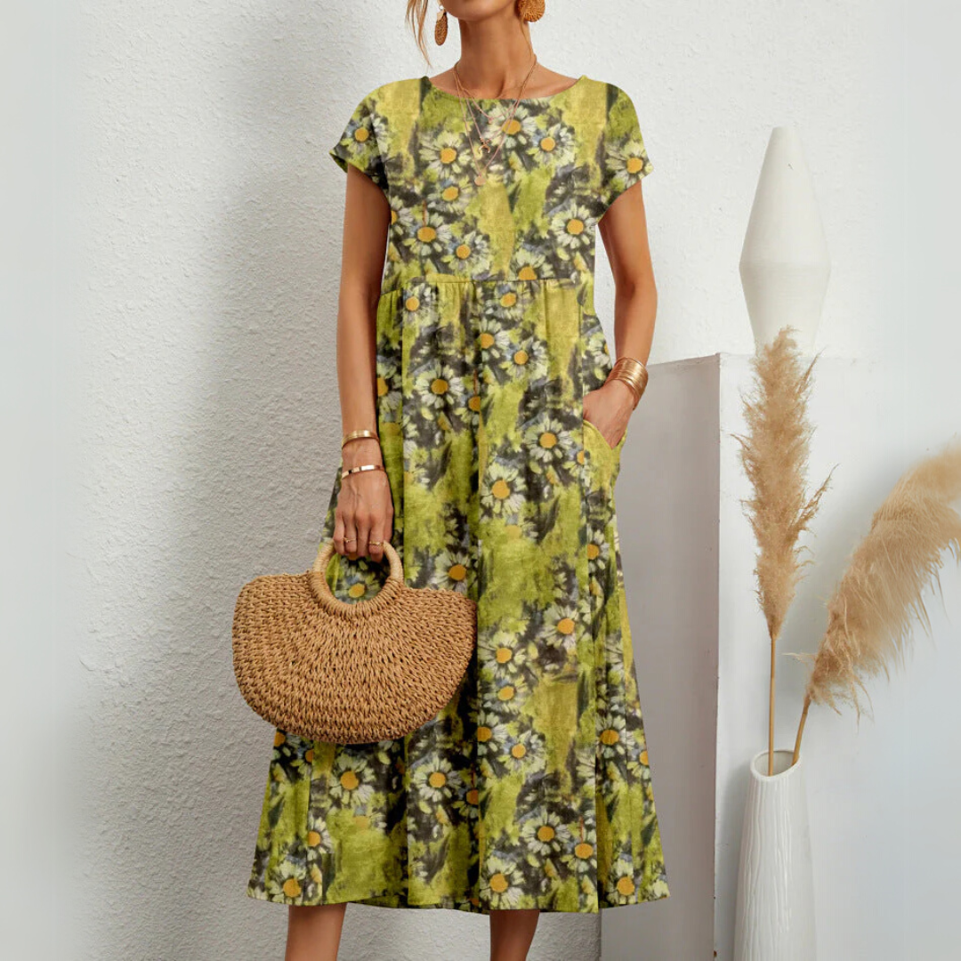 Lydie - Robe Midi Mousseline Fleurie Chic Femme