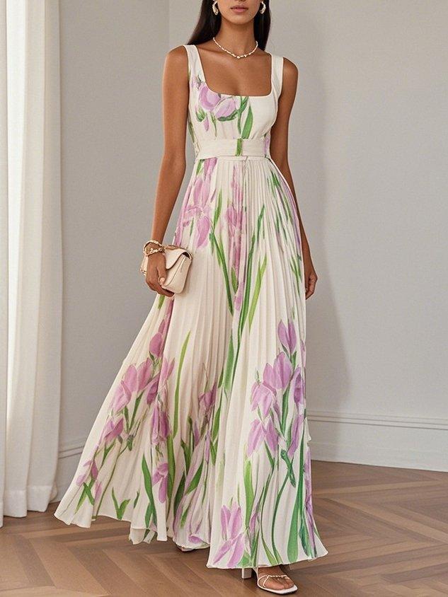 Sandrine - Robe Longue Femme Fleurie Élégante