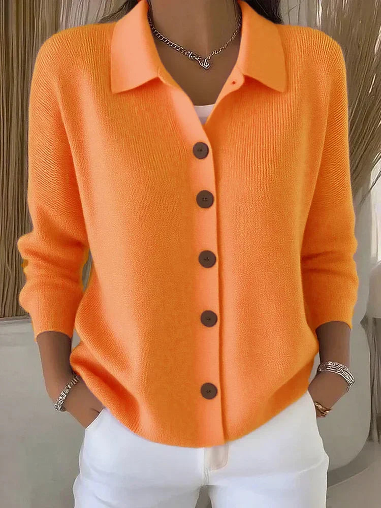 Karine | Cardigan Élégant Col Polo Classique