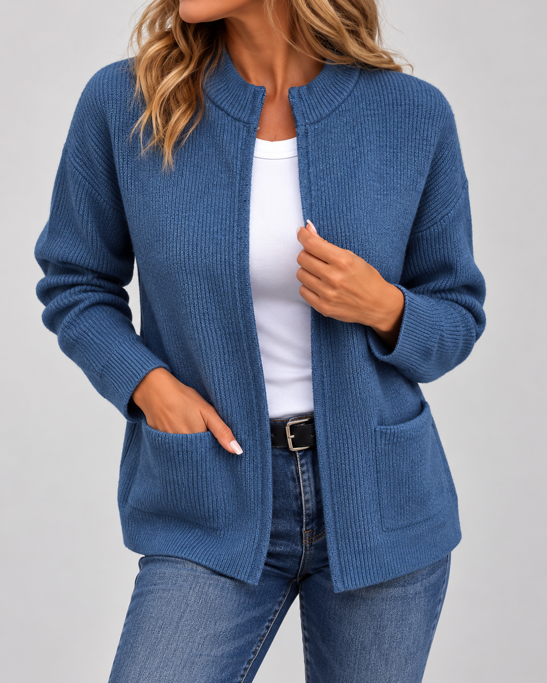 Isabelle - Cardigan Élégant Zippé à Poches